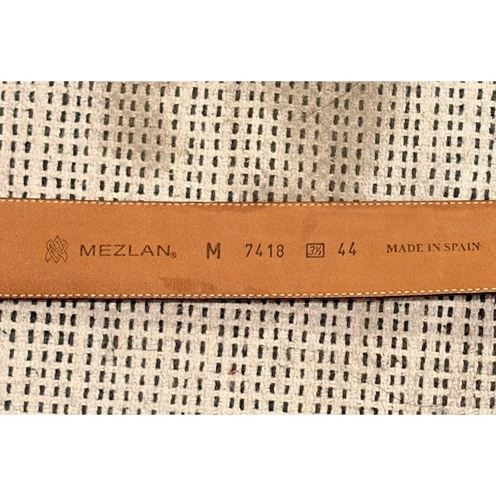 Mezlan Brown Green Leather Croc Embossed Belt Size 44 Made in Spain Men's M